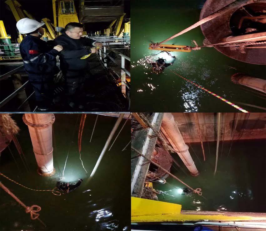 丹东东港清淤船海底门水下焊接（2017-3）